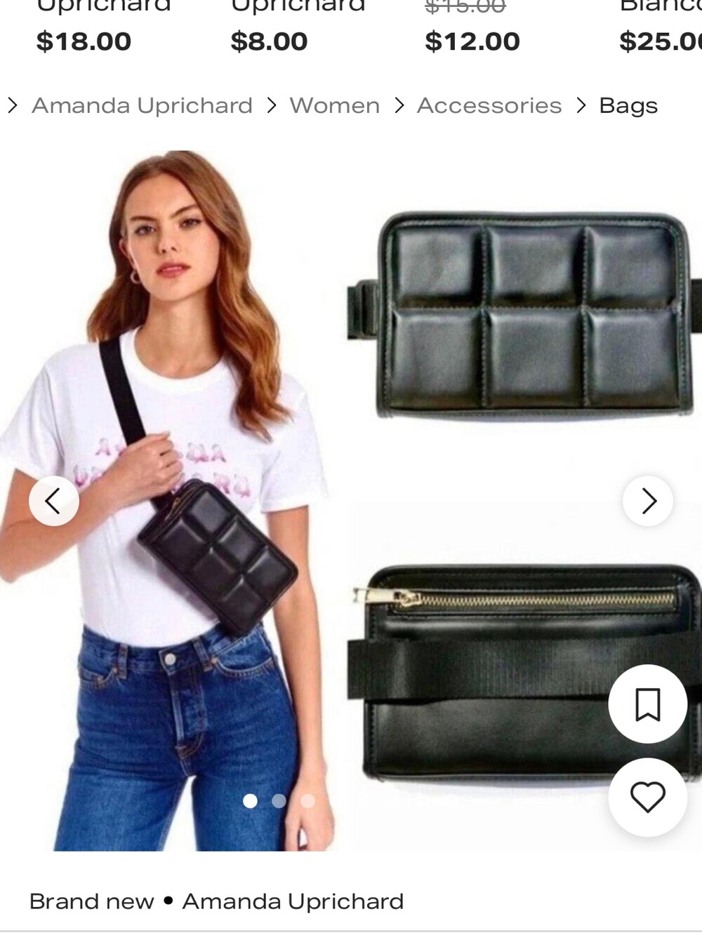 Amanda Uprichard Black Quilted Padded Belt Bag